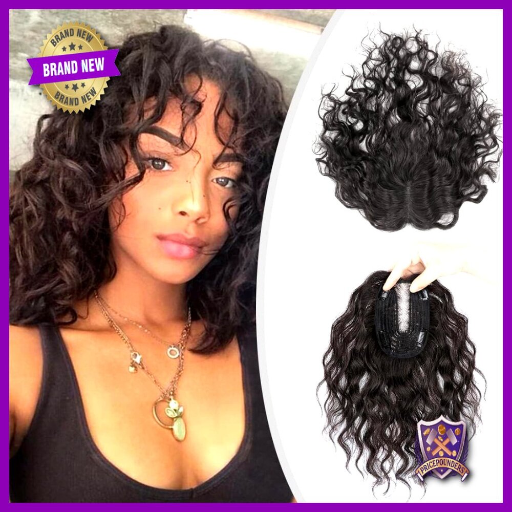Curly Human Hair Topper Clip-In Hairpiece For Thinning Hair Elegant Natural